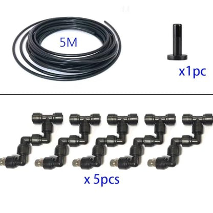 360 Adjustable Universal Spray Misting Nozzle Kit with 5M Hose for Garden Greenhouse Irrigation System Aquarium Reptile Humidity(5M 5 Foggers) - color: 5M 5 Foggers