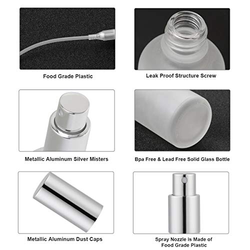 Empty Frosted Glass Spray Bottle 3.4oz, 2 Pack | Perfume Atomizer, Fine Mist - color: Silver Frosted