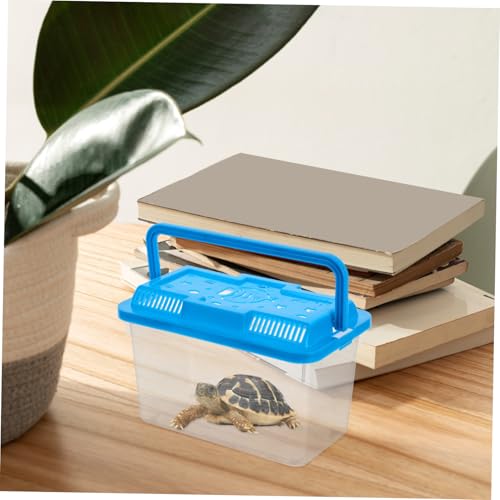 TOYANDONA Portable Transparent Plastic Fish Tank for Small Turtles and Reptiles Easy to Aquarium with Lid Lightweight Travel Container for Pet Transport and Observation