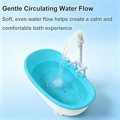 Small Bearded Dragon Pool with Water Fountain, Reptile Bath Tub | Gentle circulating water flow with rainfall faucet, compact reptile bath tub for bearded dragons, geckos, and small reptiles