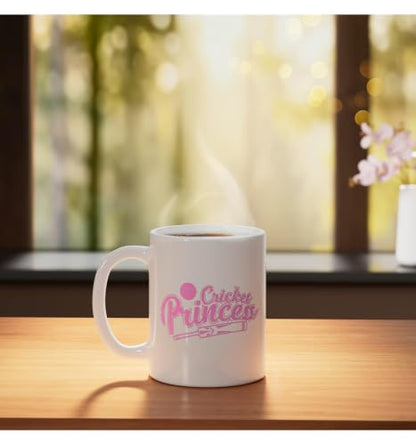 Cricket Princess Ball Sport Hobby Team Ceramic Mug, White, 11oz - color: White, size: 11 Ounces