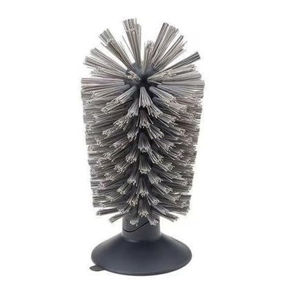 1PCS Glass Cleaning Brush with Suction Cup, Kitchen Bottle and Wine Cup Cleaner, Turtle Brush Turtle Tank Accessories, Grey - color: Gray, size: 1PCS