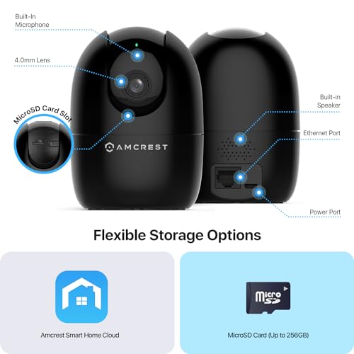 Amcrest 1080P WiFi Camera Indoor, Nanny Cam, Dog Camera, Sound & Baby Monitor, Human & Pet Detection, Motion-Tracking, 2.4Ghz Only, Pan/Tilt Wireless IP Camera, Night Vision, Smart Home ASH21-B
