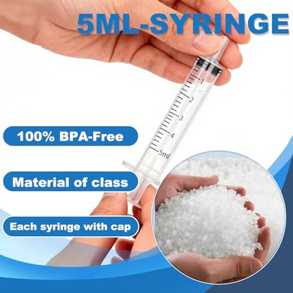 5ml Syringe with Measurement for Scientific Labs, Feeding Pets, Refilling and Measuring Liquids,Dispensing,with Cap (5PCS, 5ml) - size: 5PCS-5ml