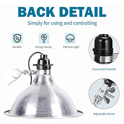 EP Clamp Lamp Light with Detachable 8.5 Inch Aluminum Reflector, 150 Watt E26 Socket (No Bulb Included), 6 Foot 18/2 SPT-2 Cord Cord, 2 Pack - size: 6