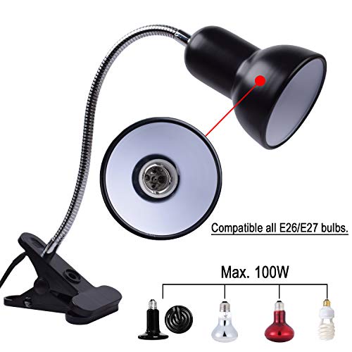 Reptile Heat Lamp UVA UVB Reptile Heating Light Adjustable 50W Turtle Basking Spot Aquatic Lamps for Aquatic Lizard Snake Chameleons Amphibians with 3 Bulbs