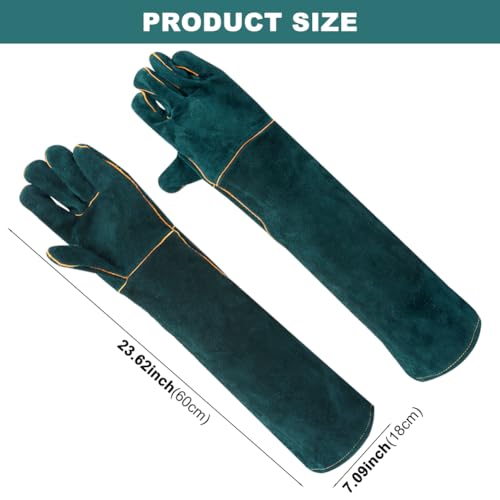 Animal Handling Glove Bite Proof 23.6 Inch Multipurpose Pet Glove for Trips to Vet Grooming Puncture Proof Training Anti-Bite Scratch(COLOR:Green)