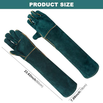 Animal Handling Glove Bite Proof 23.6 Inch Multipurpose Pet Glove for Trips to Vet Grooming Puncture Proof Training Anti-Bite Scratch(COLOR:Green)