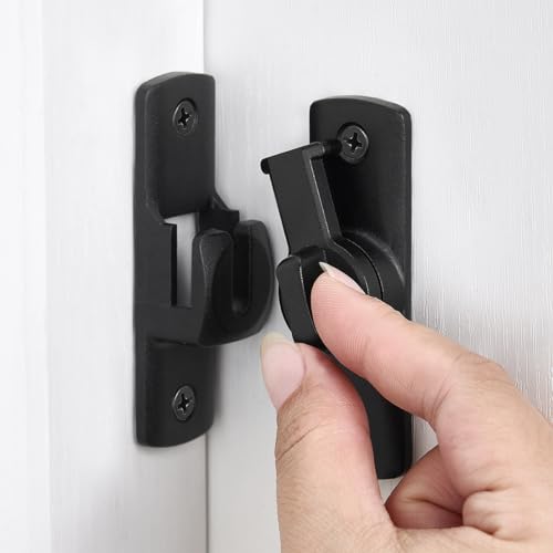 Black Barn Door Latches,90/180 Degree Gate Lock_D | Aluminum Alloy Right Angle Door Lock Latch,Flip Gate Latches Hardware,Sliding Door Lock for Cabinets,Fence Gates,Pet Cage - color: Black