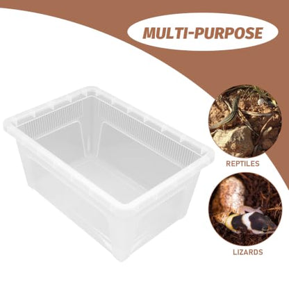 minkissy PVC Reptile Feeding Box for Small Pets and Reptiles with High Surface Hardness and Easy to Observe Container Suitable for Small Animals Showing and Incubation