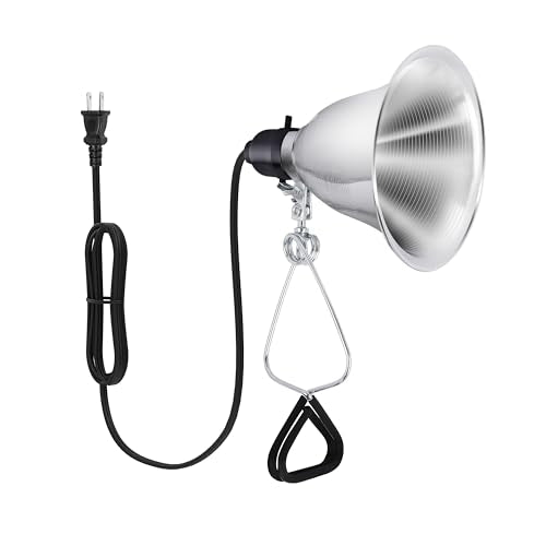 HealSmart 5.5" Clamp Light Socket, 60-Watt Maximum with 6 Feet 18/2 SPT-2 Cord, Aluminum Reflector E26 (no Bulb Included), for Reptiles and Plants Growing, (Pack of 1) - size: 5.5 Inch (60 Watts), style: 1-Pack