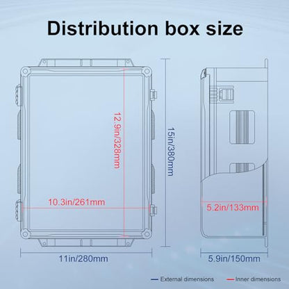 Namunanee Outdoor Electrical Junction Box, ABS Water Resistant Enclosure with Internal Mounting Panel & Hinged Cover (15" H x 11" L x 6" W) - size: 15"H x 11"L x 6"W & Standard