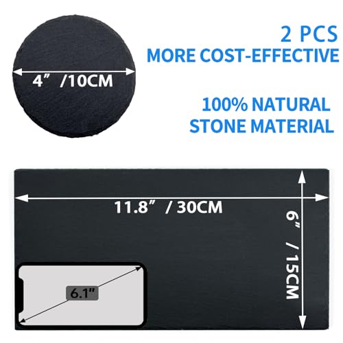 2 Pack Reptile Basking Platform 11.8 × 6" + 4", Reptile Slate, Basking Rock, Slate Tiles Rocks for Reptiles,Terrarium Bowls for Bearded Dragon Tortoise Turtle Ball Python Snake Lizard Gecko - size: 11.8 × 6 IN + 4 IN