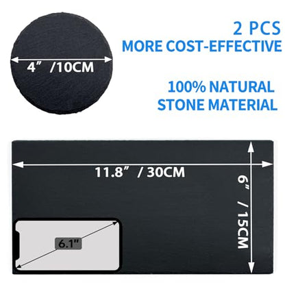 2 Pack Reptile Basking Platform 11.8 × 6" + 4", Reptile Slate, Basking Rock, Slate Tiles Rocks for Reptiles,Terrarium Bowls for Bearded Dragon Tortoise Turtle Ball Python Snake Lizard Gecko - size: 11.8 × 6 IN + 4 IN