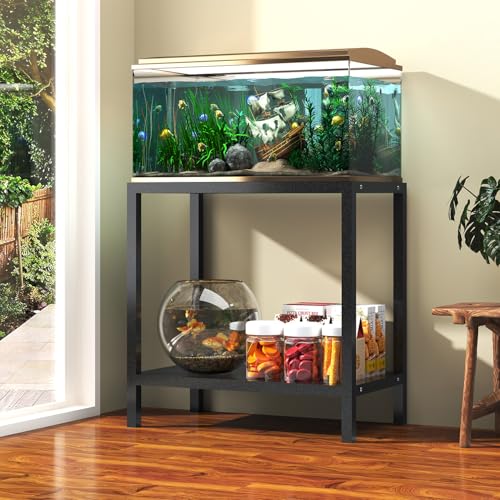 Heavy Duty Metal Aquarium Stand for 20 Gallon Fish Tank, Adjustable Fish Tank Stand with Storage, 400LBS Load Capacity Reptile Tank Stand for Home, Black