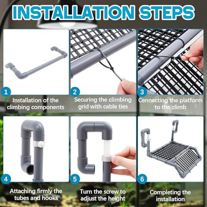 Adjustable Extra Large Turtle Basking Platform, 18-19" Wider Hanging Dock, Basking Area for Aquarium Tank 40/50/65/75/90 Gallon, DIY Assembly Tortoise Tank Accessories - style: Stylish