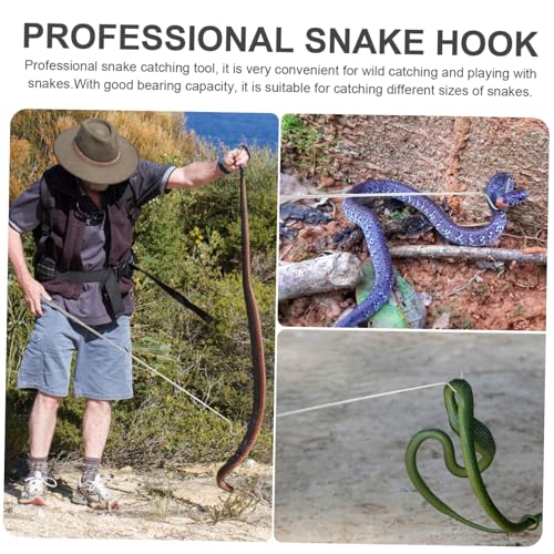 Sosoport Snake Traps with Reptile Hook Extendable Snake Catching Pole Reusable Reptile Catching Hook
