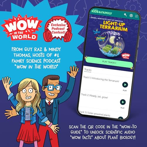 Wow in The World Light-UP Terrarium | Grow Plants, Decorate Your Terrarium, Glow-in-The-Dark, UV Lights, Companion Audio Content, Bonus Reusable Science Tool, STEM Toy for Kids 6+ by Thames & Kosmos