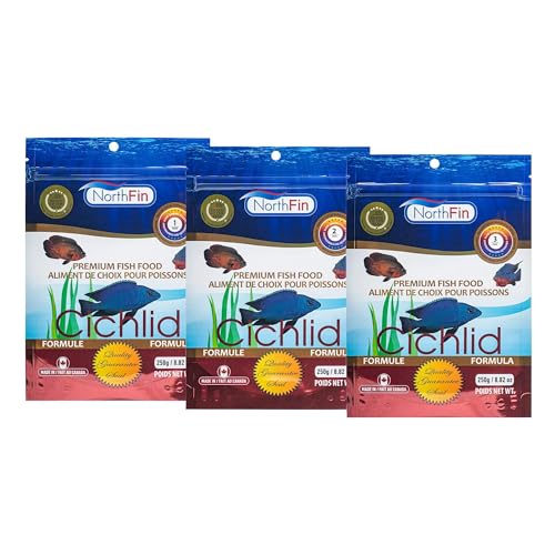 Northfin Cichlid Fish Food, Slow-Sinking Pellets, 2mm, 250g | Cichlid Formula; slow-sinking pellets for carnivorous & omnivorous cichlids; whole Antarctic krill meal; crafted in Canada - size: Net Wt: 250g, style: 2mm