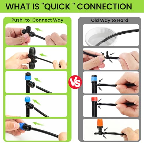 Drip Irrigation System Kit for Garden Watering, 230FT Quick Connect | For Garden, Raised Beds, Greenhouses, with 33FT 5/16" Mainline + 1/4" Tubing + 40 Emitters, 20-45 PSI and up to 40 GPH - size: 230 FT - 33 FT 5/16" Tubing + 197 FT 1/4" Tubing