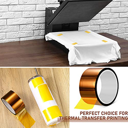 Outus 2 Pcs Heat Tape High Temperature Polyimide Tape 500°F,2''X 108ft | for Soldering Electrical, 3D Printing Masking, Sublimation Transfer, Insulation Protection, Heat Resistant Adhesive Film - size: 2''X 108ft