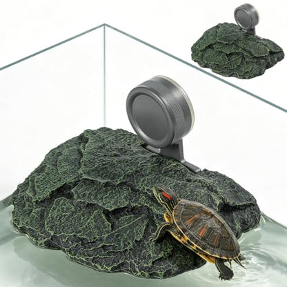 Baby Turtle Basking Platform Aquatic Turtle Resting Ramp Terrace Rock | 7.8x6 inch, Made of Resin, Easy-Climb Ramp, Strong Suction Cups, Perfect for Hatchlings & Juveniles, Authentic Rock Textures - size: Small