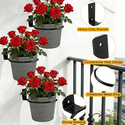 6 Pack 8 Inch Plant Pot Holder Ring,Metal Plant Holder Brackets Rings with 12 Screws & 12 Bolts, Potted Planter Brackets for Wall Indoor Outdoor Garden, Patio - size: 8 Inch