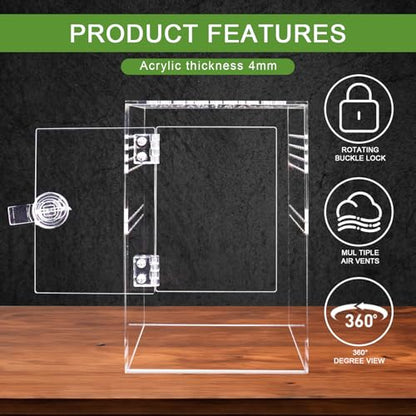 Spider Terrarium Kit, Jumping Spider Enclosure with Hideout, Rope Bridge, Ledge Ladder, Micro Habitat Terrarium for Small Tree Dwelling Reptiles, Arboreal Tarantula Enclosure (6x6x9 Inches) - size: 6x6x9 Inches