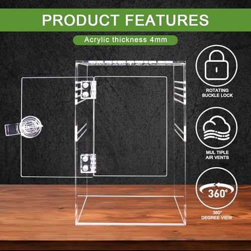Spider Terrarium Kit, Jumping Spider Enclosure with Hideout, Rope Bridge, Ledge Ladder, Micro Habitat Terrarium for Small Tree Dwelling Reptiles, Arboreal Tarantula Enclosure (6x6x9 Inches) - size: 6x6x9 Inches