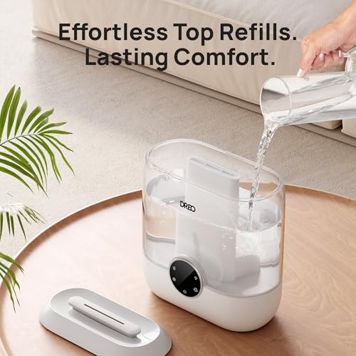 DREO 6L Humidifiers for Bedroom, 60H Runtime, 28 dB Quiet, HM524 | Precise Humidity Control, Easy to Refill & Clean, Nightlight, Cool Mist Humidifiers for Large Room, Baby Nurseries & Plants