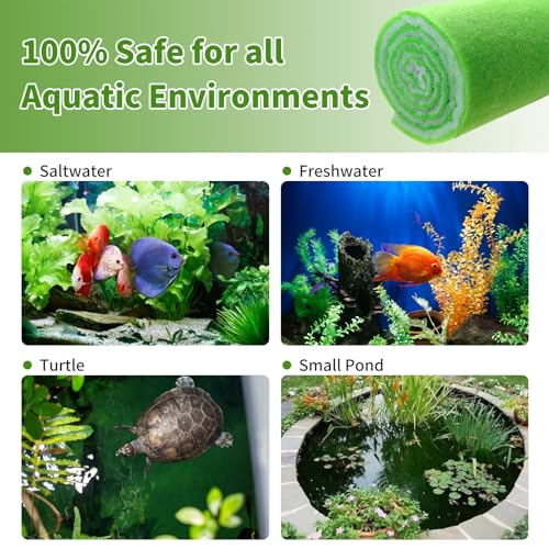 AQUANEAT Aquarium Filter Media Pad Dual Density Bonded Filter Floss Roll Cut to Fit for Fish Tank Canister Filter 72" x 12” x 3/4-1”