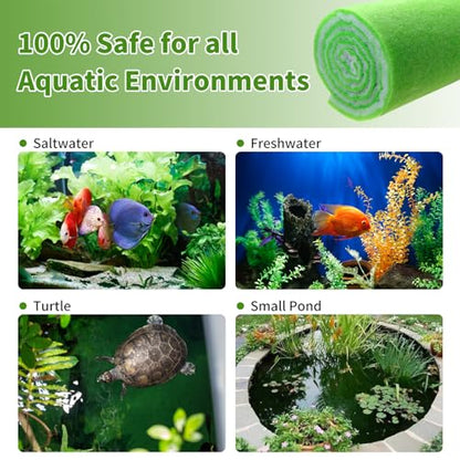 AQUANEAT Aquarium Filter Media Pad Dual Density Bonded Filter Floss Roll Cut to Fit for Fish Tank Canister Filter 72" x 12” x 3/4-1”