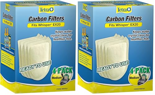 Tetra Whisper EX Carbon Medium Round Filter Cartridges, 8 Count, Fits Whisper EX 20 Fish Tank Filter - size: 4-Count (Pack of 2), style: medium