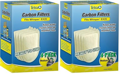 Tetra Whisper EX Carbon Medium Round Filter Cartridges, 8 Count, Fits Whisper EX 20 Fish Tank Filter - size: 4-Count (Pack of 2), style: medium