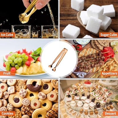 Small Serving Tongs, Anytrp 12-Pack Stainless Steel Sugar Tongs, 5.3inch Kitchen Metal Appetizers Tong for Serving Food, Buffets, Coffee Bar, Tea Party, Desserts Party and Ice Bucket - color: Rose Gold, size: 5.3inch
