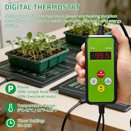 Seedling Heat Mat with Temperature Control Durable Waterproof Plant Heating Pad 10"x 20.75" for Germination, Indoor Gardening, Greenhouse - size: 1 Controller