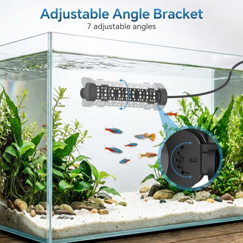 AQQA 26.97 Inch Submersible Aquarium Light, 24/7 Mode Fish Tank Light | 7 Adjustable Angles, 9 Color Options, 4 Rows Beads, Dimmable & Timer Control, IP68 Waterproof Full Spectrum Plant Light - size: 26.97In ( For 27.56''-53.94'' Length Fish Tank)