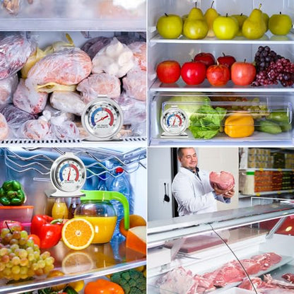 12 Pack Refrigerator Freezer Thermometer Large Dial Fridge Thermometer with Dual-Scale -30~30°C/-20~80°F for Freezer Refrigerator Cooler