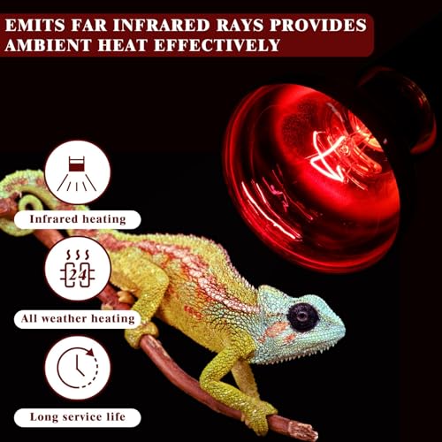 Reptile Heat Lamp,100W Red Basking Spot Lamp Bulb for Chickens Amphibians, Infrared Heat Emitter Light for Coop - size: Infrared 100W 1 Pack