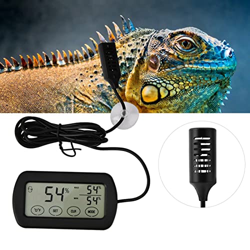 Digital Thermometer Hygrometer with Probe for Egg Incubator Reptile Tank, Indoor Outdoor Temperature and Humidity Gauge with Suction Cup, Min Record, Fahrenheit Celsius Switchable
