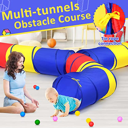 PigPigPen Pop Up Play Tunnel Tent for Toddlers Babies or Dogs, Indoor & Outdoor Toys for Kids Backyard Playset. (Red,Yellow,Blue) - style: Red,yellow,blue play tent
