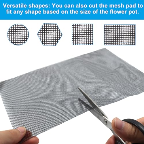 Flower Pot Hole Mesh Pad, 5 pcs, 11.8 x 7.8 Inch | Plant Pot Drainage Mesh Pad, For Garden Outdoor Potted Plants, Improve Water Flow, Protect Plant Roots