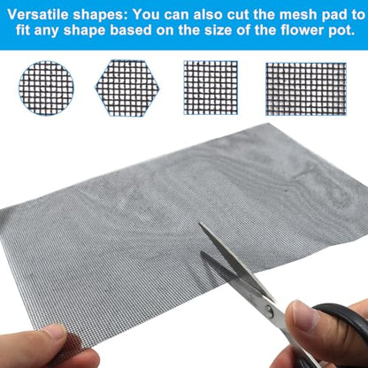 Flower Pot Hole Mesh Pad, 5 pcs, 11.8 x 7.8 Inch | Plant Pot Drainage Mesh Pad, For Garden Outdoor Potted Plants, Improve Water Flow, Protect Plant Roots