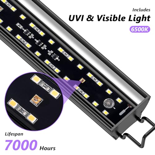 8-Inch LED UVB Reptile Light with Auto On/Off & Preset Day-Night Cycle Dimming, 4 UVI Modes Fixture Controller, 8W Aluminum UVA UVB Lamp for Bearded Dragons, Turtles & Snakes, 6500K - size: 8 INCH