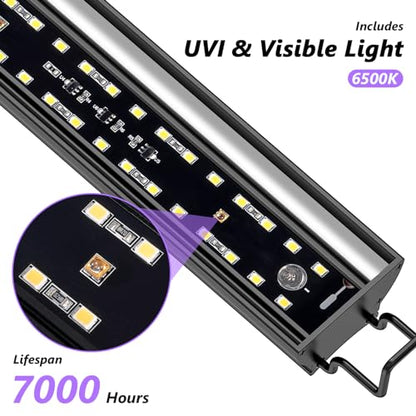 39-Inch LED UVB Reptile Light with Auto On/Off & Preset Day-Night Cycle Dimming, 4 UVI Modes Fixture Controller, 27W Aluminum UVA UVB Lamp for Bearded Dragons, Turtles & Snakes, 6500K - size: 39 INCH