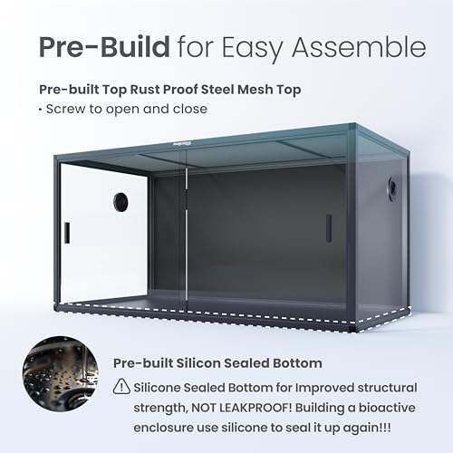 120 Gallon Bearded Dragon Tank,48" x 24" x 24" Reptile Tank with Sliding Door Top Screen Ventilation, Front Opening Reptile Enclosure for Easy Maintenance | Stackable 4x2x2 Reptile Enclosure,Optimal Ventilation & Light Penetration by Rust Proof Mesh Top,E