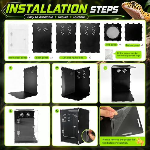 Reptile Tank Enclosure, Reptile Terrarium Acrylic Front Opening with Metal Translucent Mesh Top for Crested Gecko Lizards, Snakes, Chameleon (10Gallon) - color: 10Gallon
