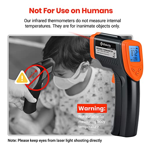 Etekcity Infrared Thermometer Laser Temperature Gun, -58°F~1130°F, Orange | Cooking, Pizza Oven, BBQ, Meat, Kitchen, Reptile, HVAC, Adjustable Emissivity, MAX Display, High Temperature - color: Blaze Orange, style: Advanced