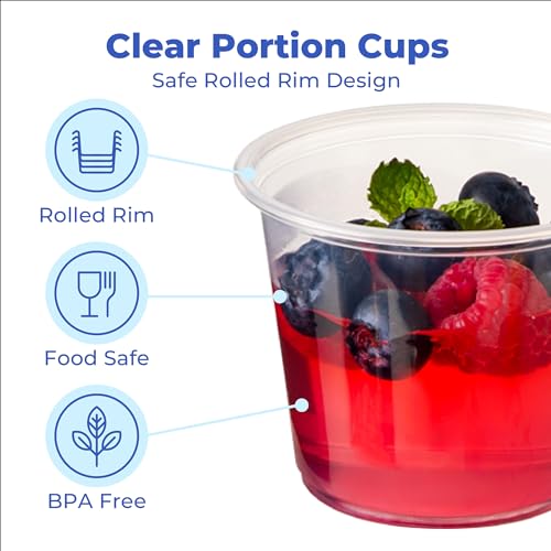 Fit Meal Prep 250 Pack 3.25 oz BPA Free Condiment Cups No Lids, Disposable Jello Shots Containers, Small Dipping Sauce Cups, Plastic Ramekins in Bulk, Stackable Souffle Cups for Sample, Portioning - size: 3.25 oz