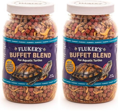 Fluker's Buffet Blend Aquatic Formula,Turtle Food with Freeze,Dried Shrimp,Mealworms,and Vitamin Enriched Pellets,7.5 oz (Pack of 2) - size: 7.5 Ounce (Pack of 2)